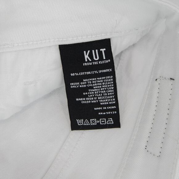 Kut From The Kloth Rachael High Rise Fab Ab Mom Raw Hem Optic White Size 0 - Picture 10 of 13